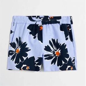 J. Crew High Waist Blue and Black Floral Shorts